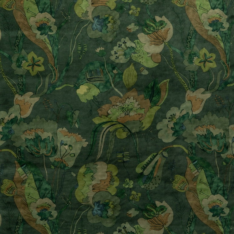 GP &amp; J Baker California Velvet Emerald Fabric