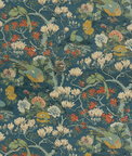 GP & J Baker Rockbird Velvet Teal Fabric