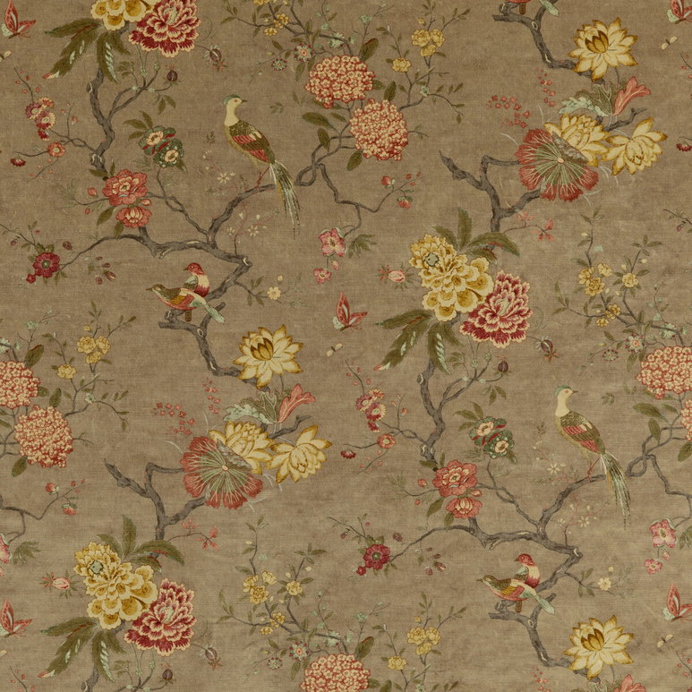 GP &amp; J Baker Oriental Bird Velvet Mole Fabric