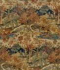 GP & J Baker Ramayana Velvet Indigo/Red Fabric
