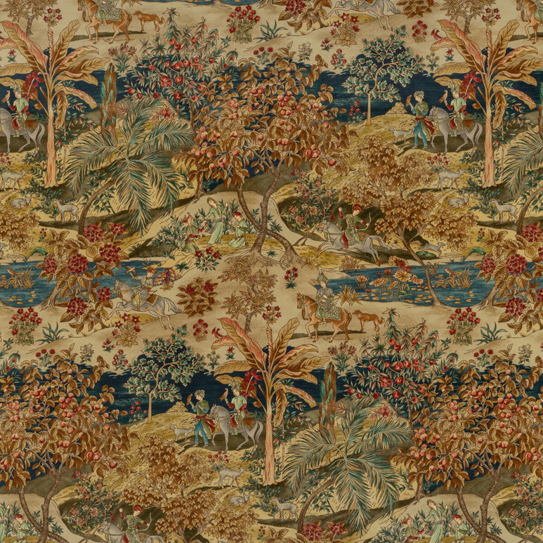GP &amp; J Baker Ramayana Velvet Indigo/Red Fabric