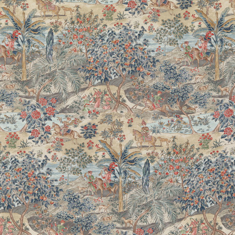 GP &amp; J Baker Ramayana Red/Blue Fabric