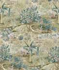 GP & J Baker Ramayana Green/Mole Fabric