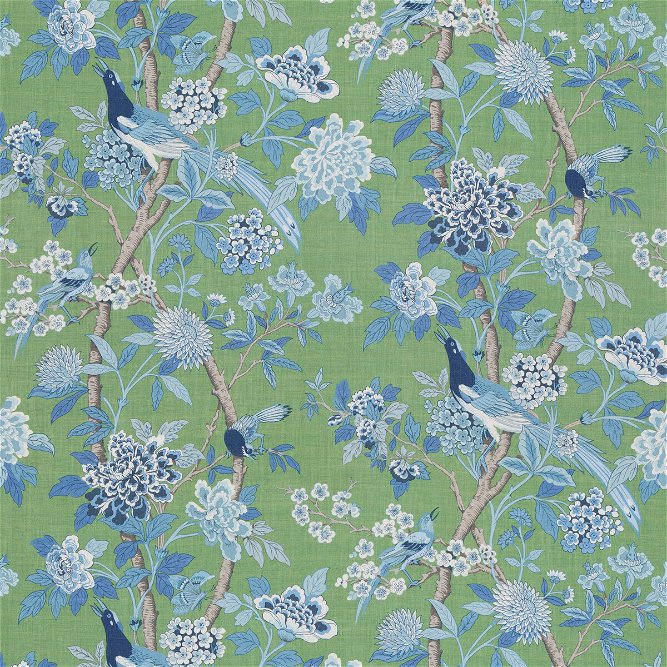 GP &amp; J Baker Hydrangea Bird Emerald/Blue Fabric