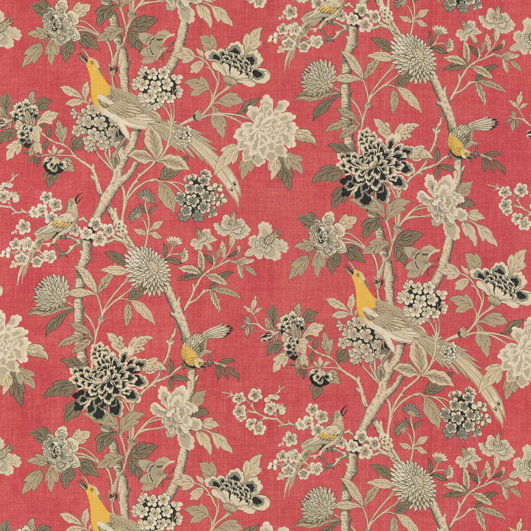 GP &amp; J Baker Hydrangea Bird Old Rose Fabric