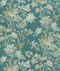 GP & J Baker Hydrangea Bird Teal Fabric
