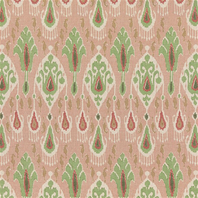 GP &amp; J Baker Ikat Bokhara Rose/Green Fabric