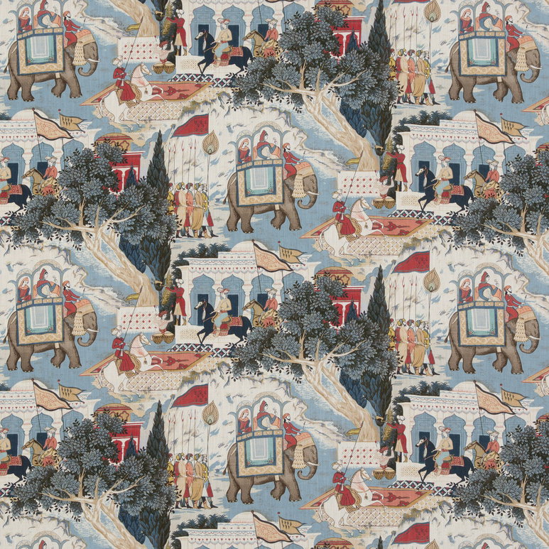 GP &amp; J Baker Shalimar Indigo/Red Fabric