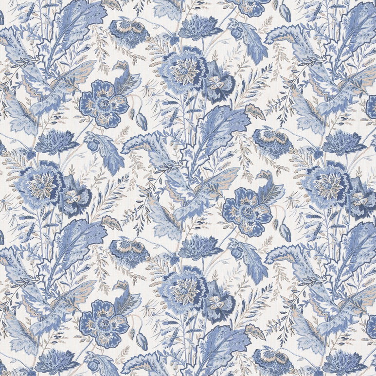 GP &amp; J Baker Indienne Flower Blue Fabric