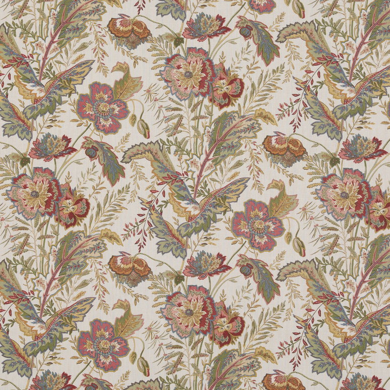 GP &amp; J Baker Indienne Flower Emerald/Red Fabric