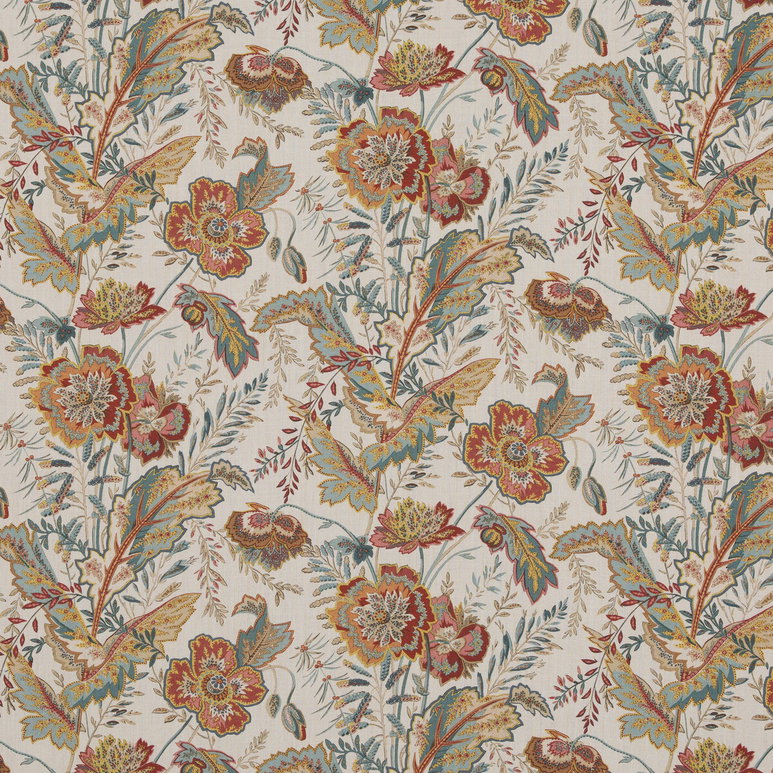 GP &amp; J Baker Indienne Flower Red/Teal Fabric