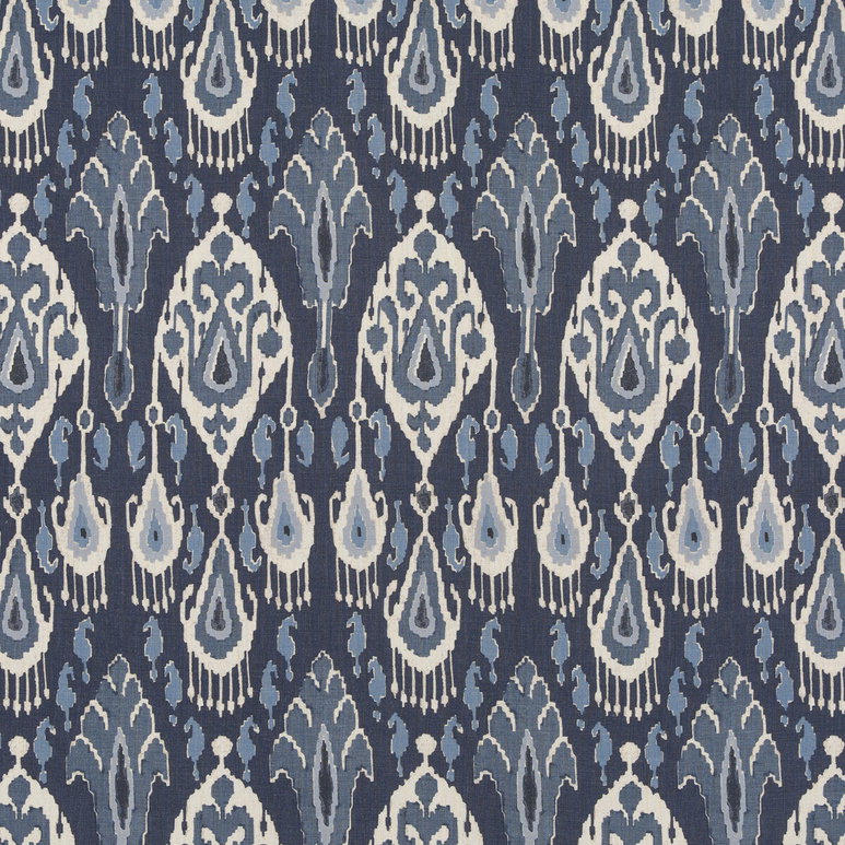 GP &amp; J Baker Ikat Bokhara Linen Indigo Fabric