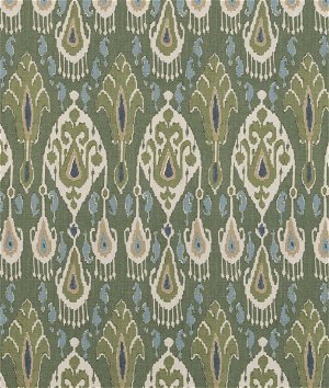 GP & J Baker Ikat Bokhara Linen Emerald Fabric