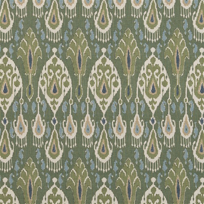 GP &amp; J Baker Ikat Bokhara Linen Emerald Fabric