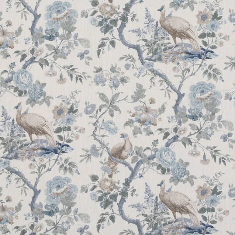 GP &amp; J Baker Broughton Rose Blue Fabric