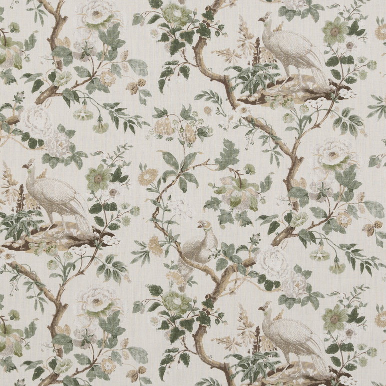 GP &amp; J Baker Broughton Rose Green Fabric