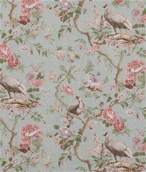 GP & J Baker Broughton Rose Aqua Fabric