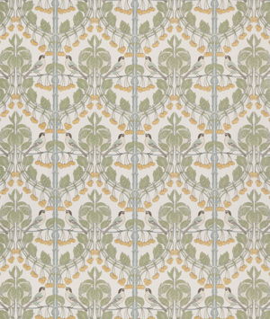 GP & J Baker Birds & Cherries Cotton Aqua Fabric