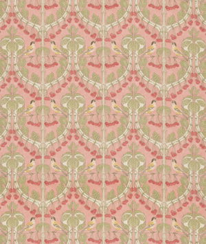 GP & J Baker Birds & Cherries Cotton Coral Fabric