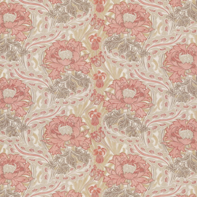 GP &amp; J Baker Brantwood Cotton Coral/Sand Fabric