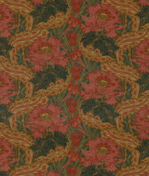GP & J Baker Brantwood Velvet Rose/Green Fabric