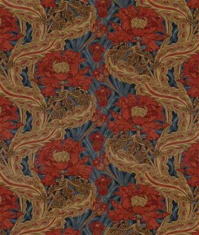 GP & J Baker Brantwood Velvet Red/Blue Fabric