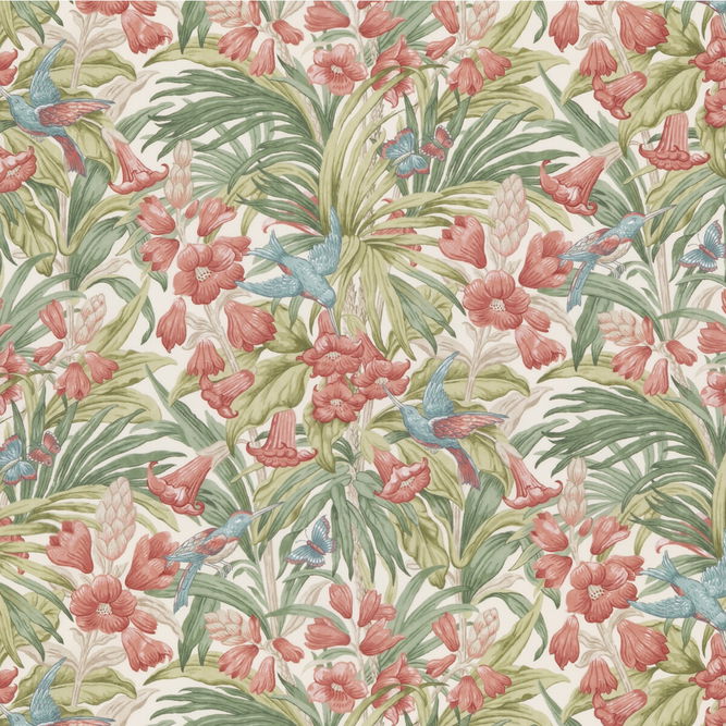 GP &amp; J Baker Trumpet Flowers Cotton Red/Green Fabric