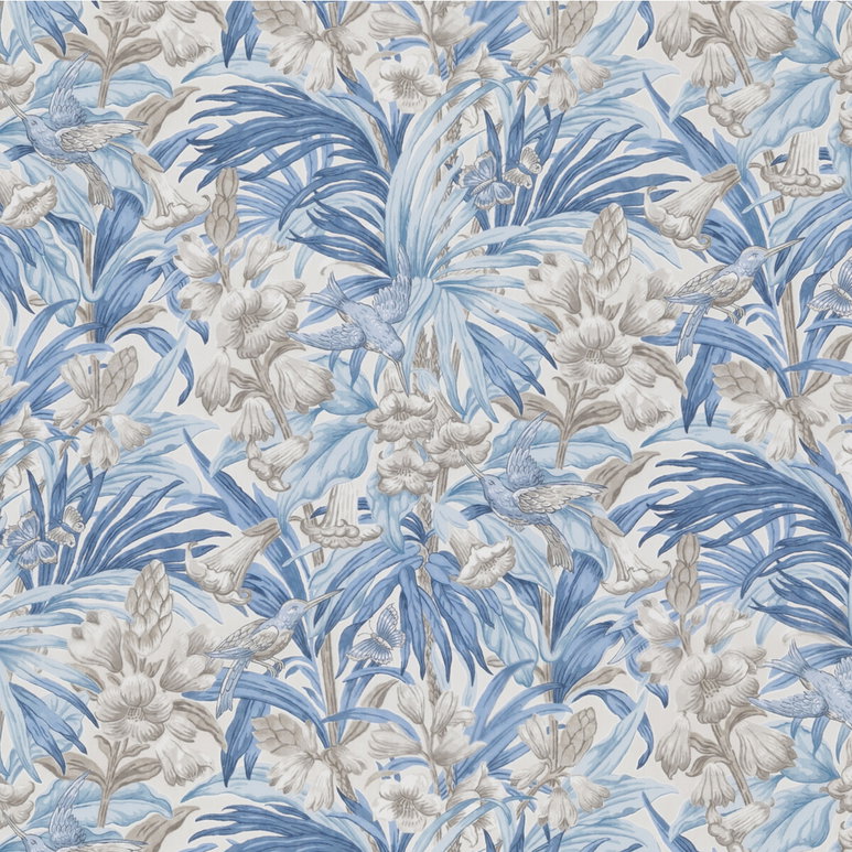 GP &amp; J Baker Trumpet Flowers Cotton Blue Fabric