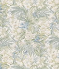 GP & J Baker Trumpet Flowers Cotton Blue/Green Fabric