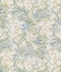 GP & J Baker Trumpet Flowers Cotton Blue/Green Fabric