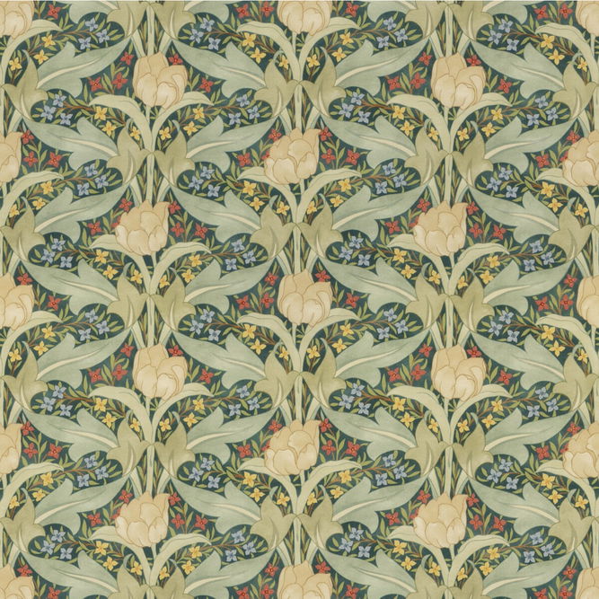 GP &amp; J Baker Tulip &amp; Jasmine Cotton Emerald Fabric