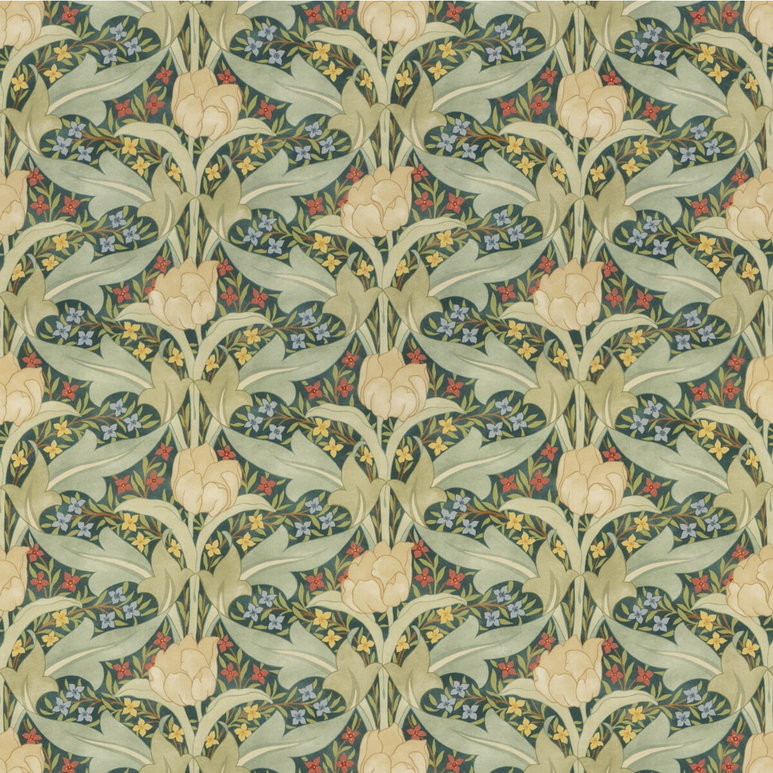GP &amp; J Baker Tulip &amp; Jasmine Cotton Emerald Fabric
