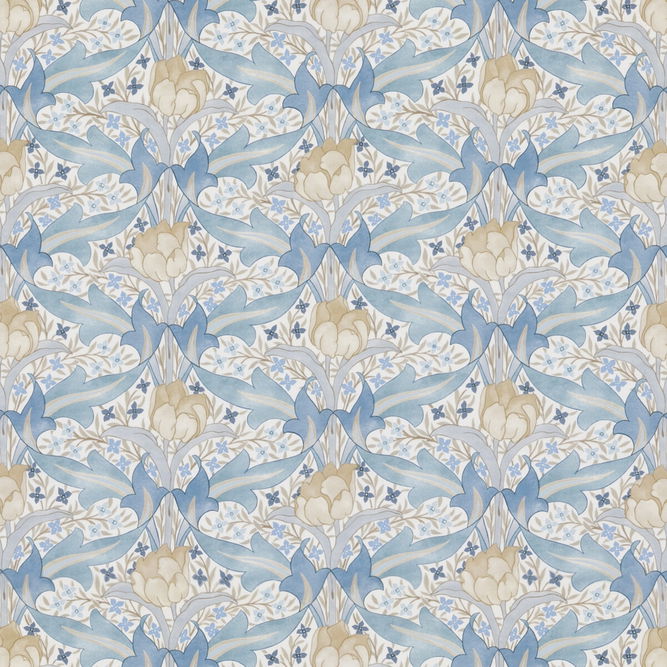 GP &amp; J Baker Tulip &amp; Jasmine Cotton Blue Fabric