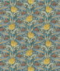 GP & J Baker Tulip & Jasmine Cotton Teal Fabric