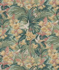 GP & J Baker Trumpet Flowers Teal Fabric