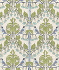 GP & J Baker Birds & Cherries Green/Blue Fabric