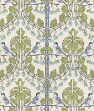 GP & J Baker Birds & Cherries Green/Blue Fabric