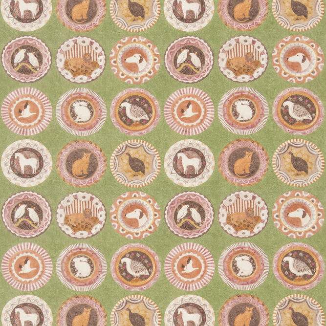 GP &amp; J Baker Robina&#39;s Dinner Party Green Fabric