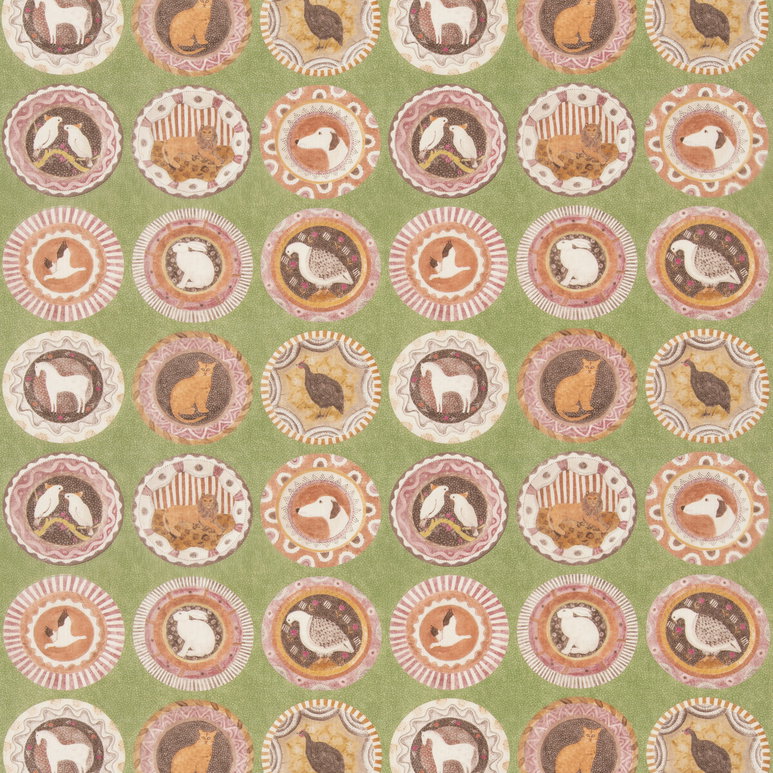 GP &amp; J Baker Robina's Dinner Party Green Fabric