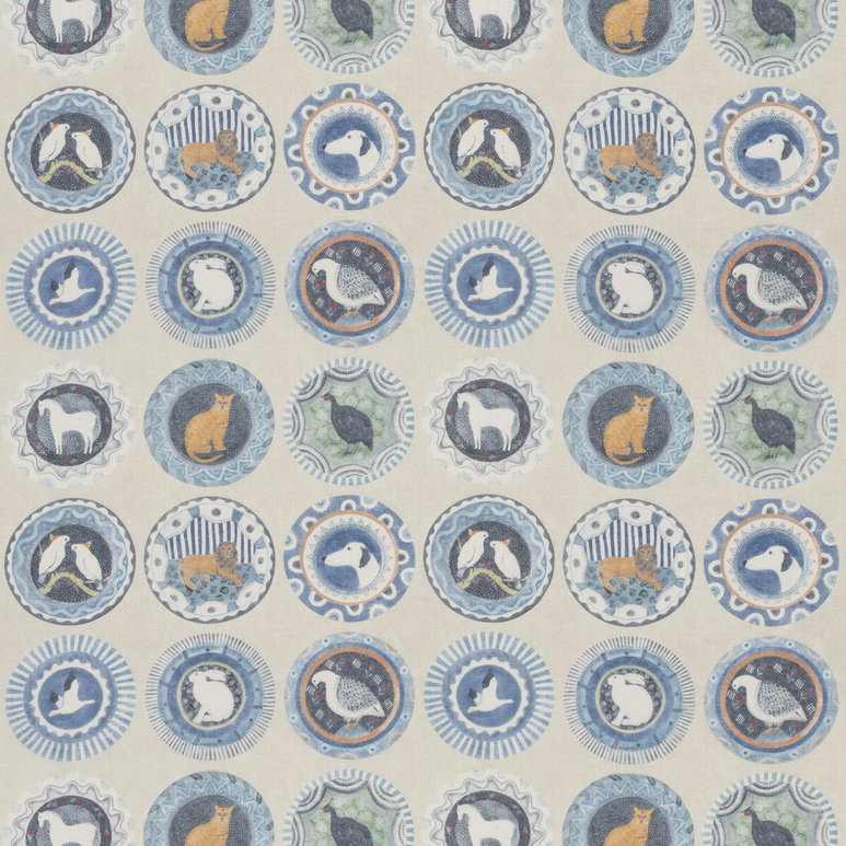 GP &amp; J Baker Robina's Dinner Party Blue Fabric