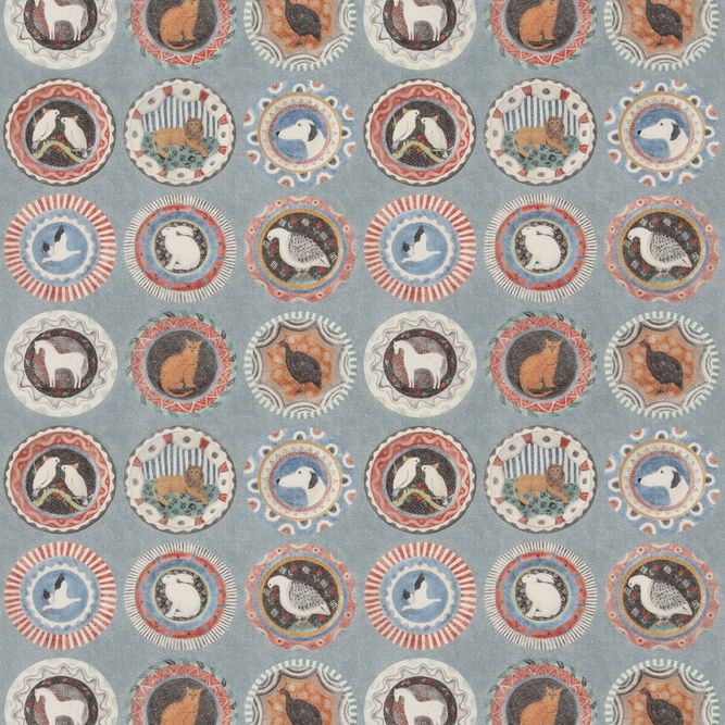 GP &amp; J Baker Robina&#39;s Dinner Party Teal Fabric