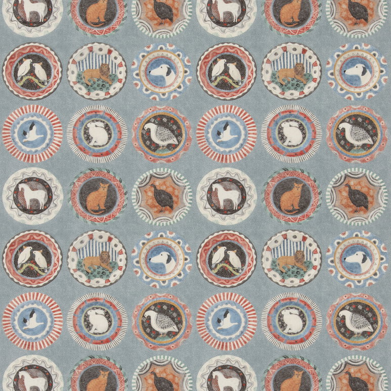 GP &amp; J Baker Robina's Dinner Party Teal Fabric