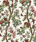 GP & J Baker Eldon Document Red/Green Fabric