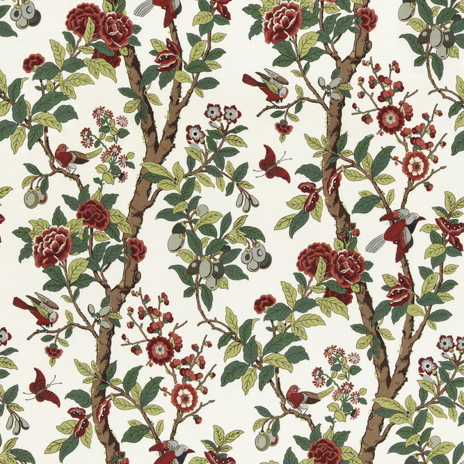 GP &amp; J Baker Eldon Document Red/Green Fabric