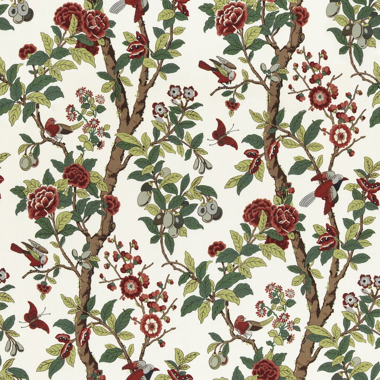 GP &amp; J Baker Eldon Document Red/Green Fabric