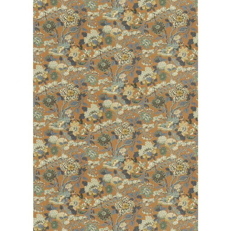 GP &amp; J Baker Little Magnolia Teal/Orange Fabric
