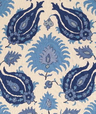 Brunschwig & Fils Kashmiri Linen Print Sapphire Blue Fabric