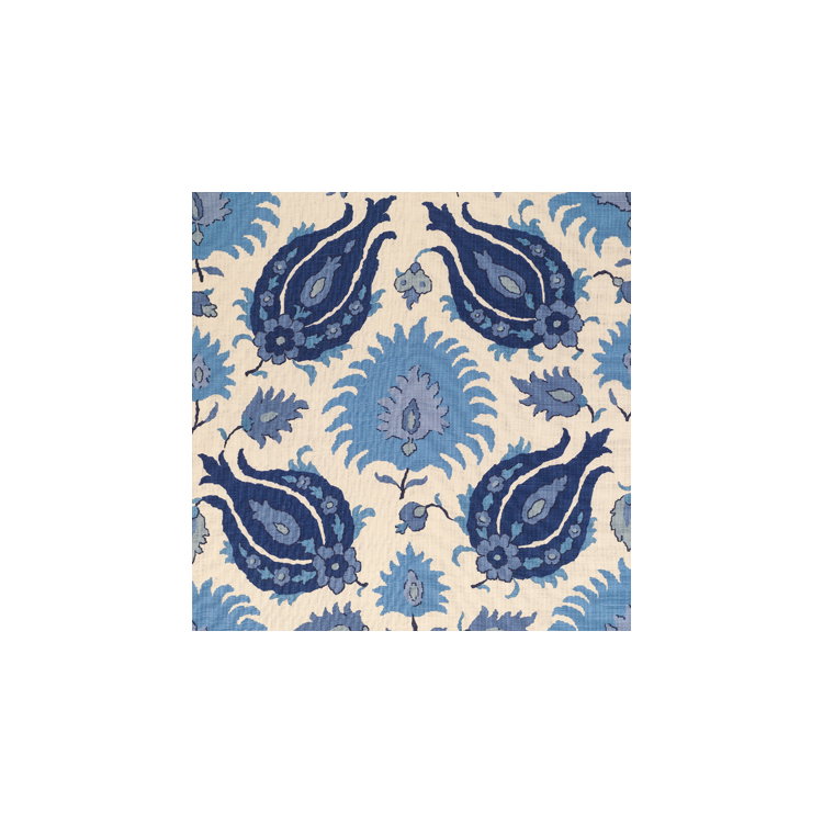 Brunschwig &amp; Fils Kashmiri Linen Print Sapphire Blue Fabric