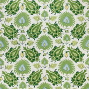 Brunschwig & Fils Kashmiri Linen Print Leaf/Aloe Fabric
