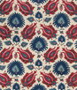 Brunschwig & Fils Kashmiri Linen Print Navy/Berry Fabric